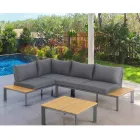 Sofa rozkładana w szezlong z regulowanym oparciem i stolikiem kawowym - Finir Viadurini