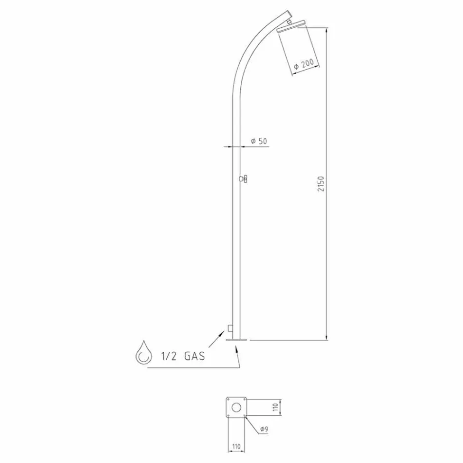 Prysznic zewnętrzny z kranem ze stali nierdzewnej Made in Italy - Yuki Viadurini