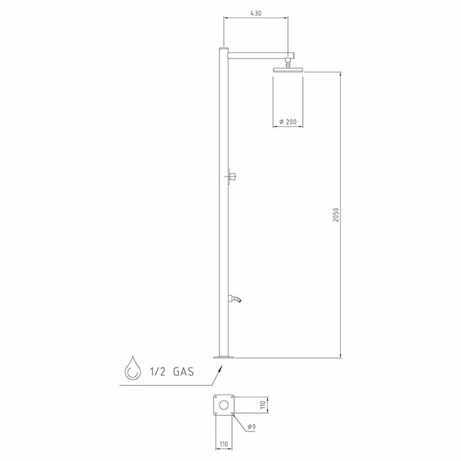 Prysznic zewnętrzny ze stali nierdzewnej z czasową baterią Made in Italy - Modeo Viadurini