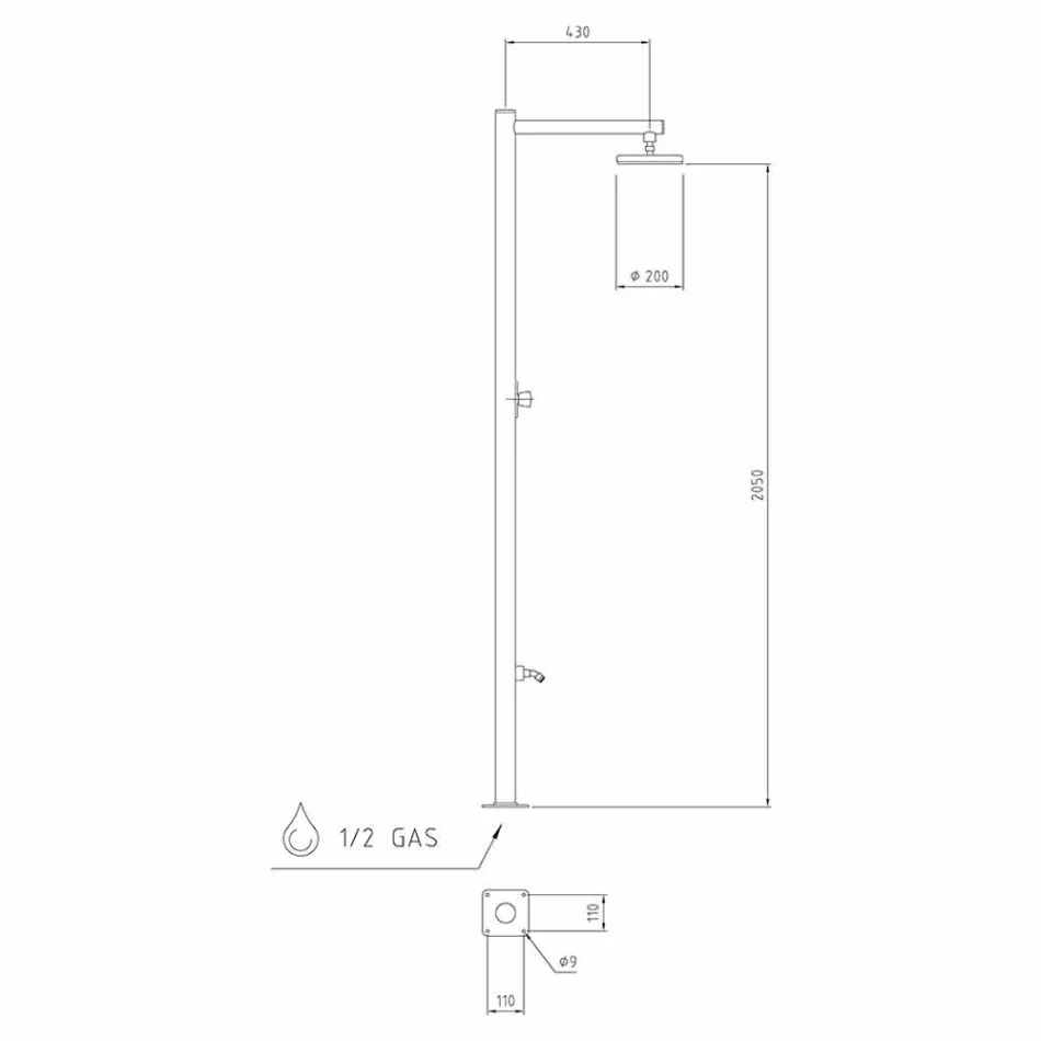 Prysznic zewnętrzny z chromowanej stali nierdzewnej z mieszaczem Made in Italy - Modeo Viadurini