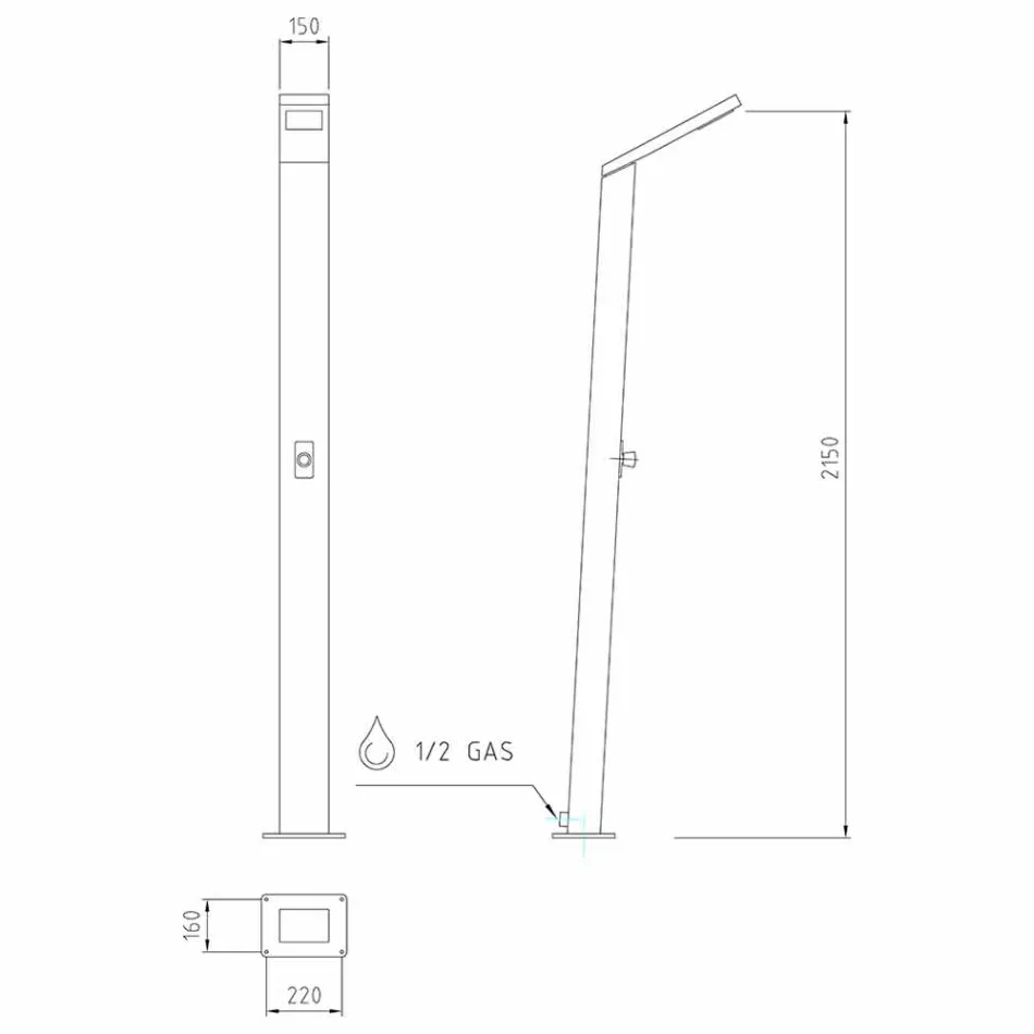Solarny prysznic ogrodowy ze stali ze strumieniem wodospadu Made in Italy - Werner Viadurini