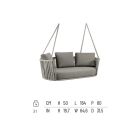 2-osobowy fotel bujany z metalu i liny z siedziskiem z tkaniny Made in Italy - Mari Viadurini