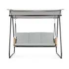 Huśtawka zewnętrzna 3-osobowa z podłokietnikami stalowymi i polirattanem - Settle Viadurini