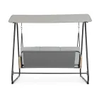 Huśtawka zewnętrzna 3-osobowa z podłokietnikami stalowymi i polirattanem - Settle Viadurini