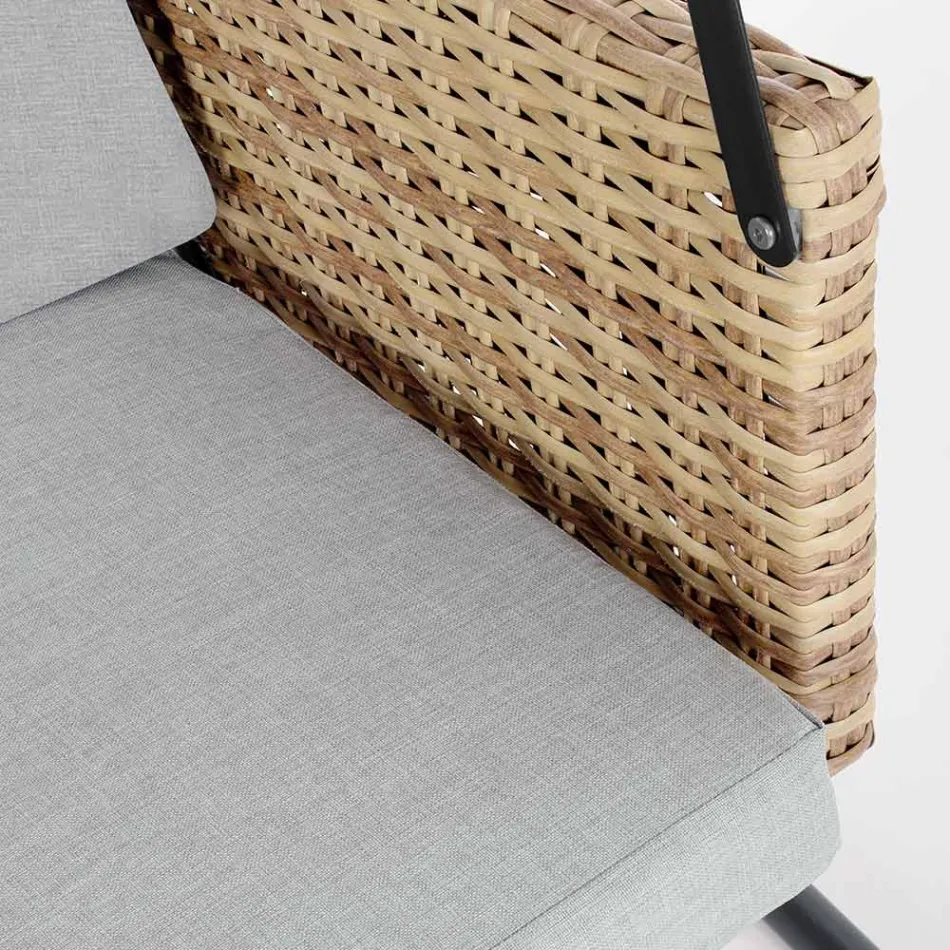 Huśtawka zewnętrzna 3-osobowa z podłokietnikami stalowymi i polirattanem - Settle Viadurini