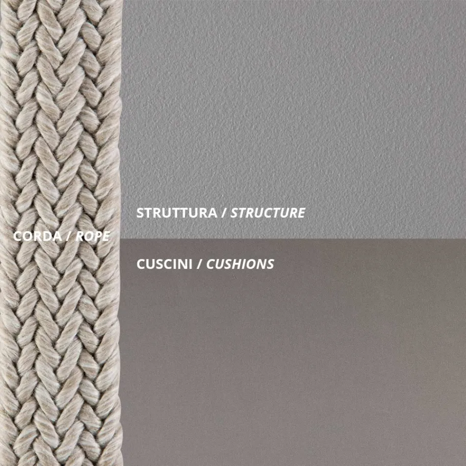 Stalowa huśtawka ogrodowa z dołączonymi linami i poduszkami Wyprodukowano we Włoszech - Bronn Viadurini