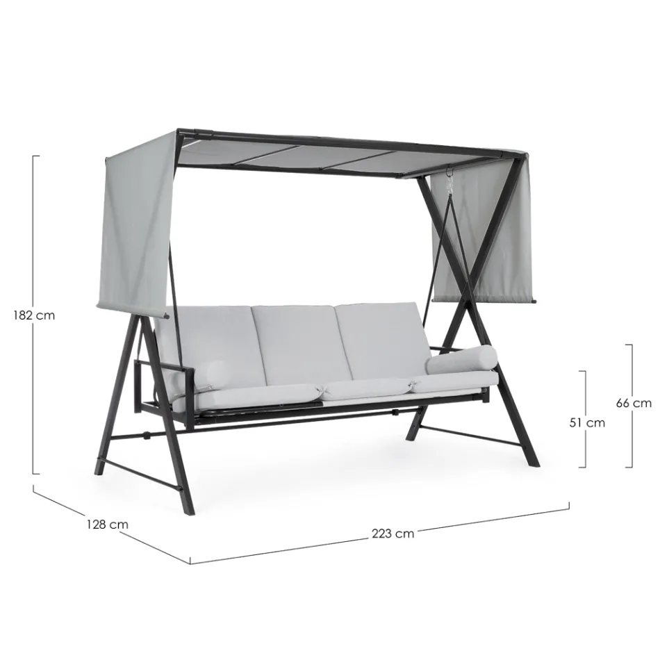 Huśtawka przekształcalna w łóżko do ogrodu ze stali i tkaniny - przypomnienie  Viadurini