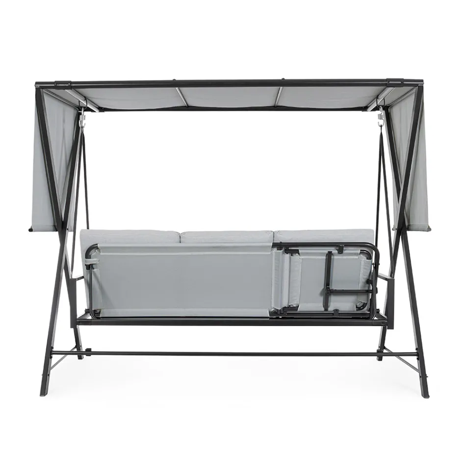 Huśtawka przekształcalna w łóżko do ogrodu ze stali i tkaniny - przypomnienie  Viadurini