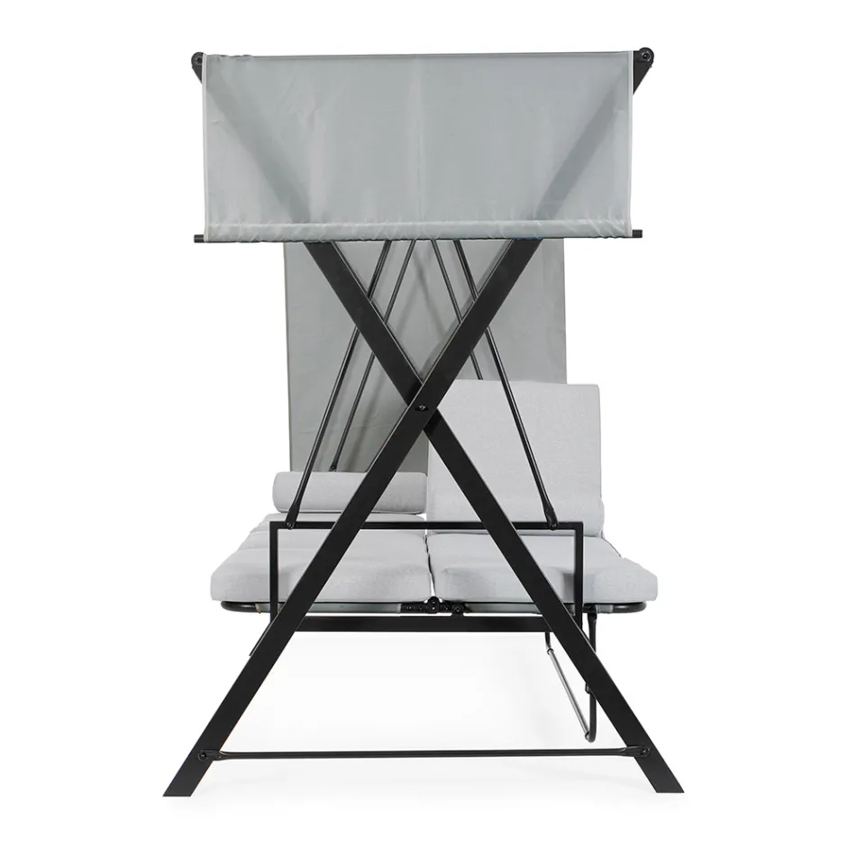 Huśtawka przekształcalna w łóżko do ogrodu ze stali i tkaniny - przypomnienie  Viadurini