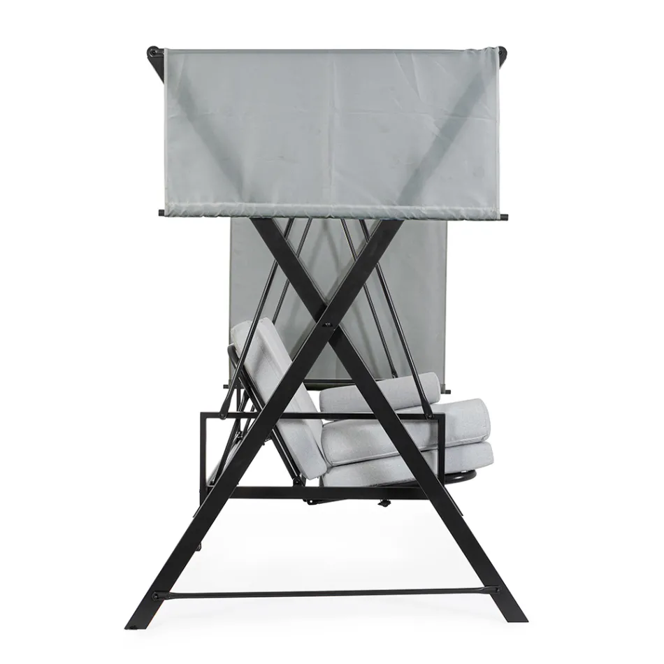 Huśtawka przekształcalna w łóżko do ogrodu ze stali i tkaniny - przypomnienie  Viadurini