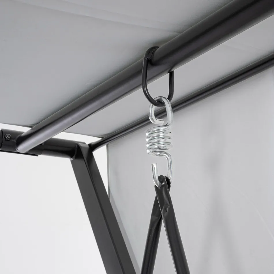 Huśtawka przekształcalna w łóżko do ogrodu ze stali i tkaniny - przypomnienie  Viadurini