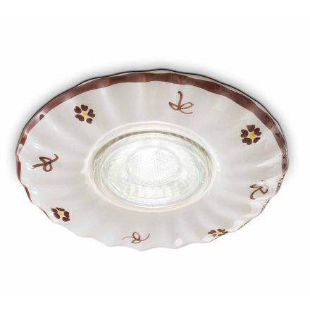 Reflektor wpuszczany z falistej ceramiki w stylu vintage i ręcznie zdobiony - Pescara Viadurini