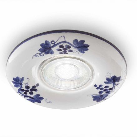Okrągły reflektor wpuszczany z ręcznie zdobionej ceramiki w stylu vintage - Pescara Viadurini
