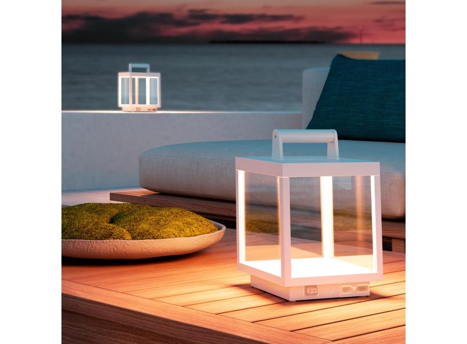 Dekoracyjny zewnętrzny reflektor LED z białego aluminium lub Corten - Bettina Viadurini