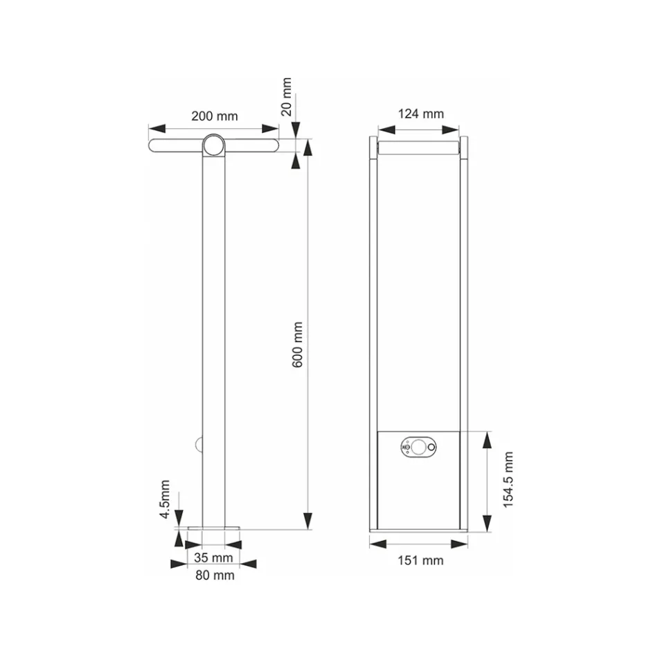 Zewnętrzny reflektor solarny LED z białego lub matowego czarnego aluminium - Agorio Viadurini