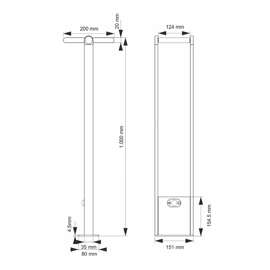 Zewnętrzny reflektor solarny LED z białego lub matowego czarnego aluminium - Agorio Viadurini