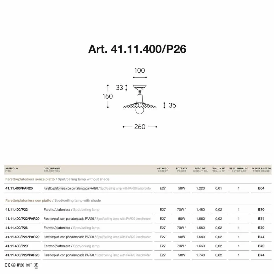 Wpuszczone Jasny sufit w antycznym mosiądzu sowy Viadurini