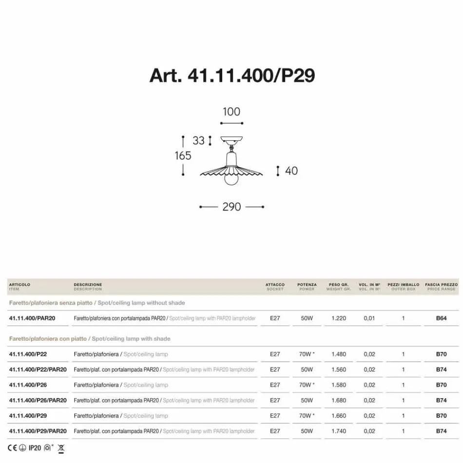 Wpuszczone Jasny sufit w antycznym mosiądzu sowy Viadurini