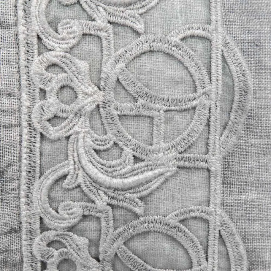 Włoska luksusowa koronkowa szara lniana poszewka na łóżko Sinergia - Stego Viadurini