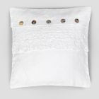Biała kwadratowa poszewka na poduszkę z koronką i włoskimi luksusowymi guzikami - Logos Viadurini