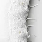 Lniana poszewka na poduszkę z białą koronką do luksusowego łóżka Made in Italy - Kiss Viadurini