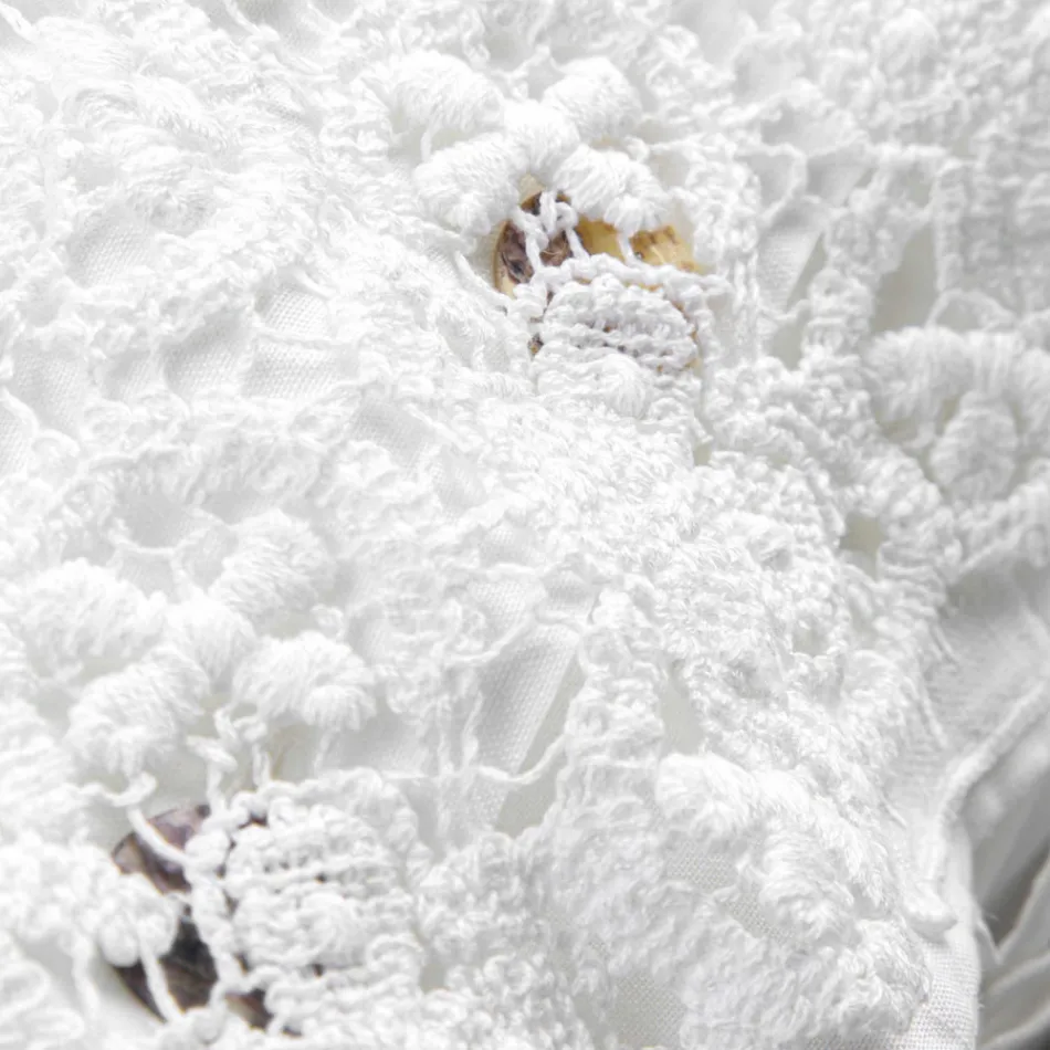 Lniana poszewka na poduszkę z białą koronką do luksusowego łóżka Made in Italy - Kiss Viadurini