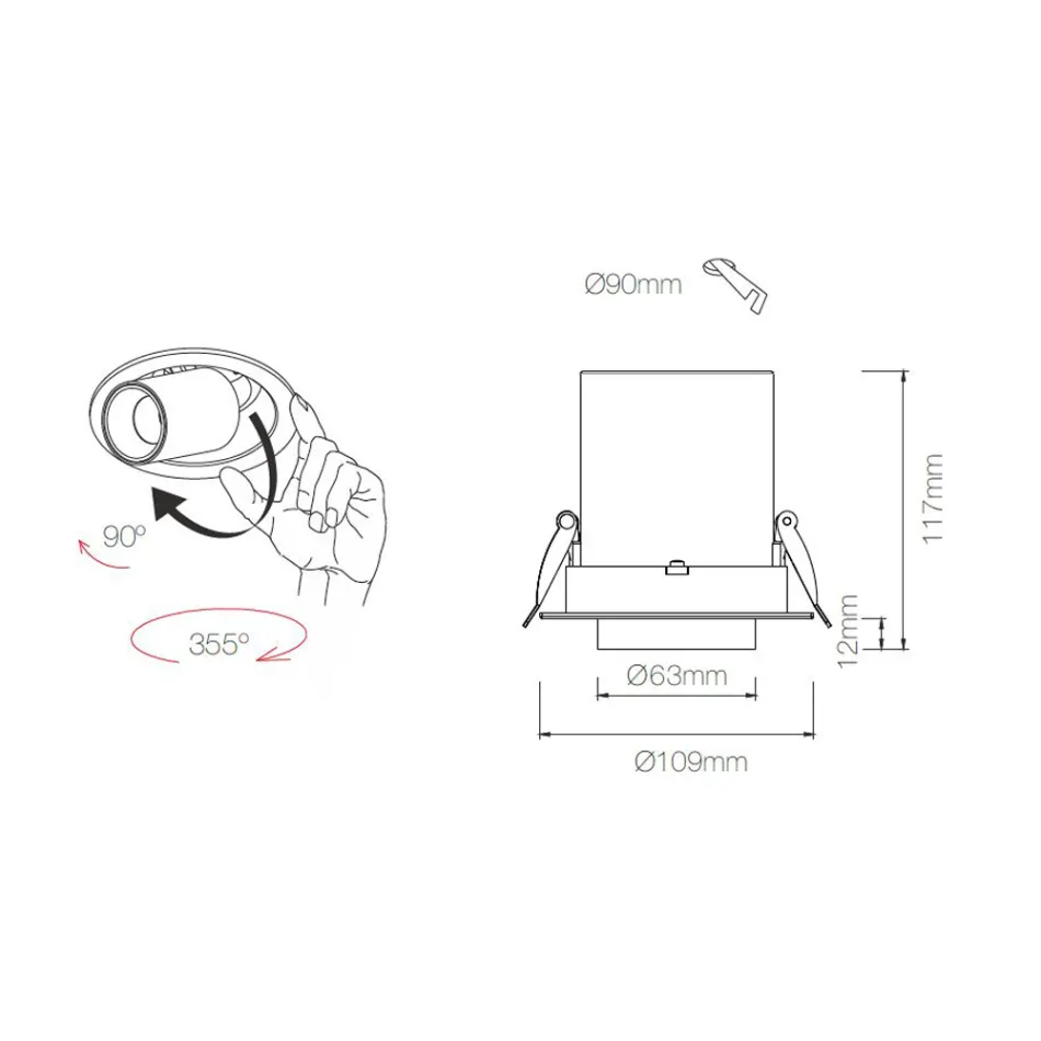 Fotoprojektor Wewnętrzna regulowana lampa sufitowa Led z aluminium - Etruscan Viadurini