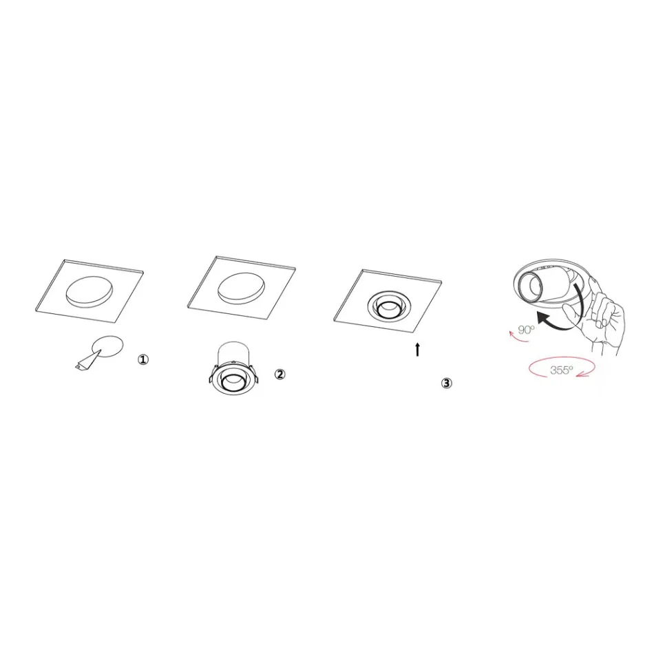 Fotoprojektor Regulowana lampa sufitowa Led z aluminium 4 sztuki - Etruscan Viadurini