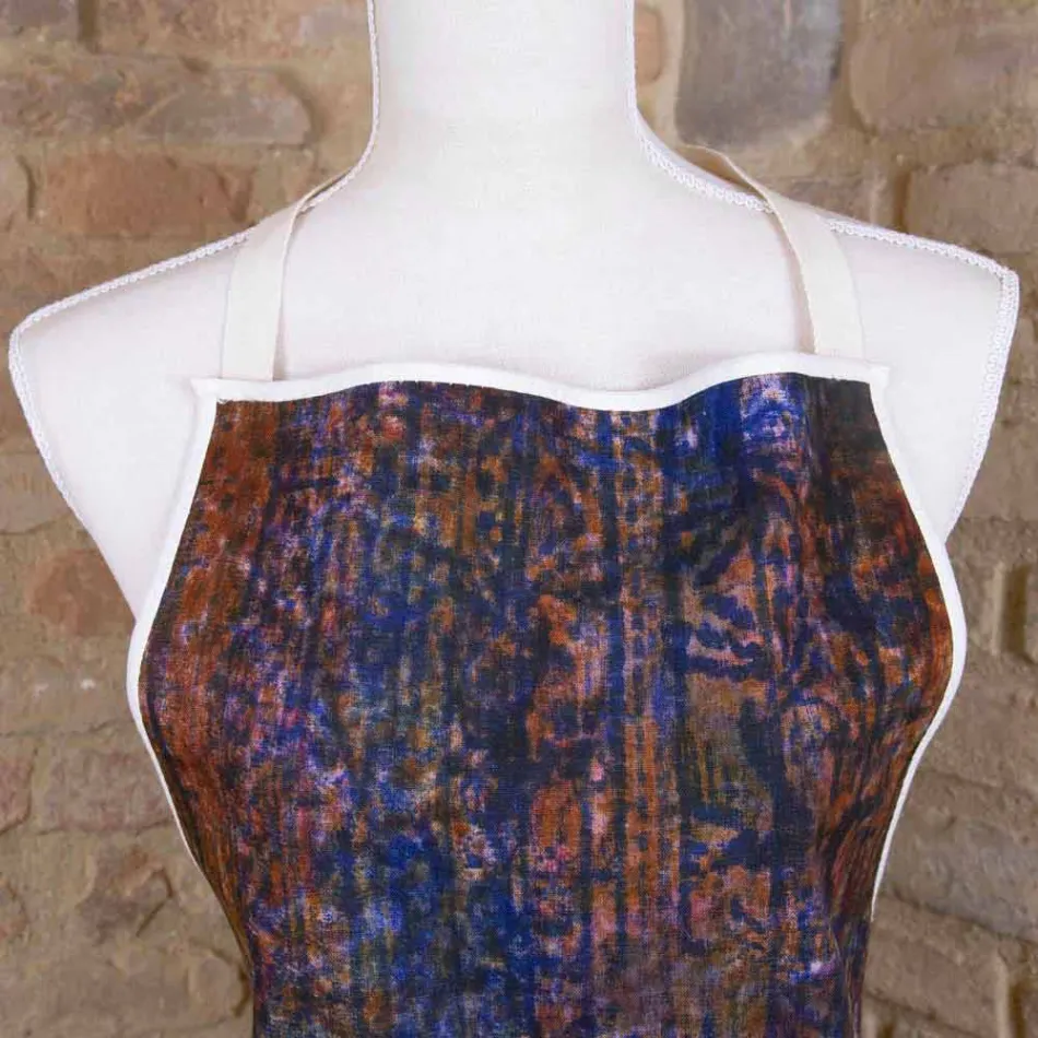 Ręcznie robiony fartuch Ręcznie robiony nadruk z bawełny - marki Viadurini