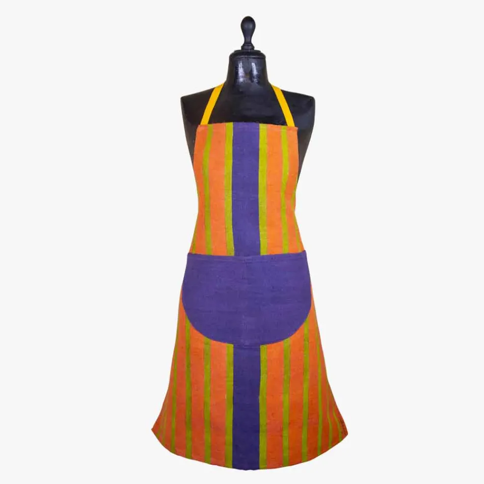 Fartuch artystyczny na płótnie z konopi Unikalny kawałek włoskiego rzemiosła Viadurini