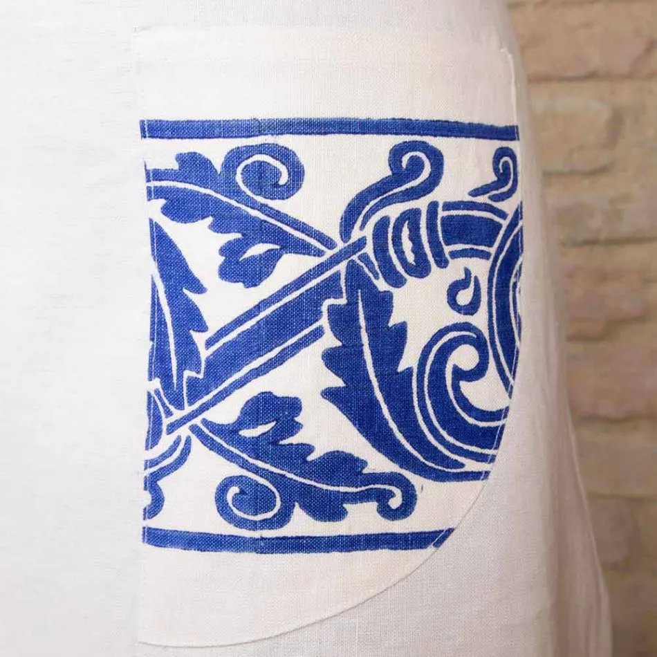 Fartuch lniany ręcznie wykonany w języku włoskim - marki Viadurini