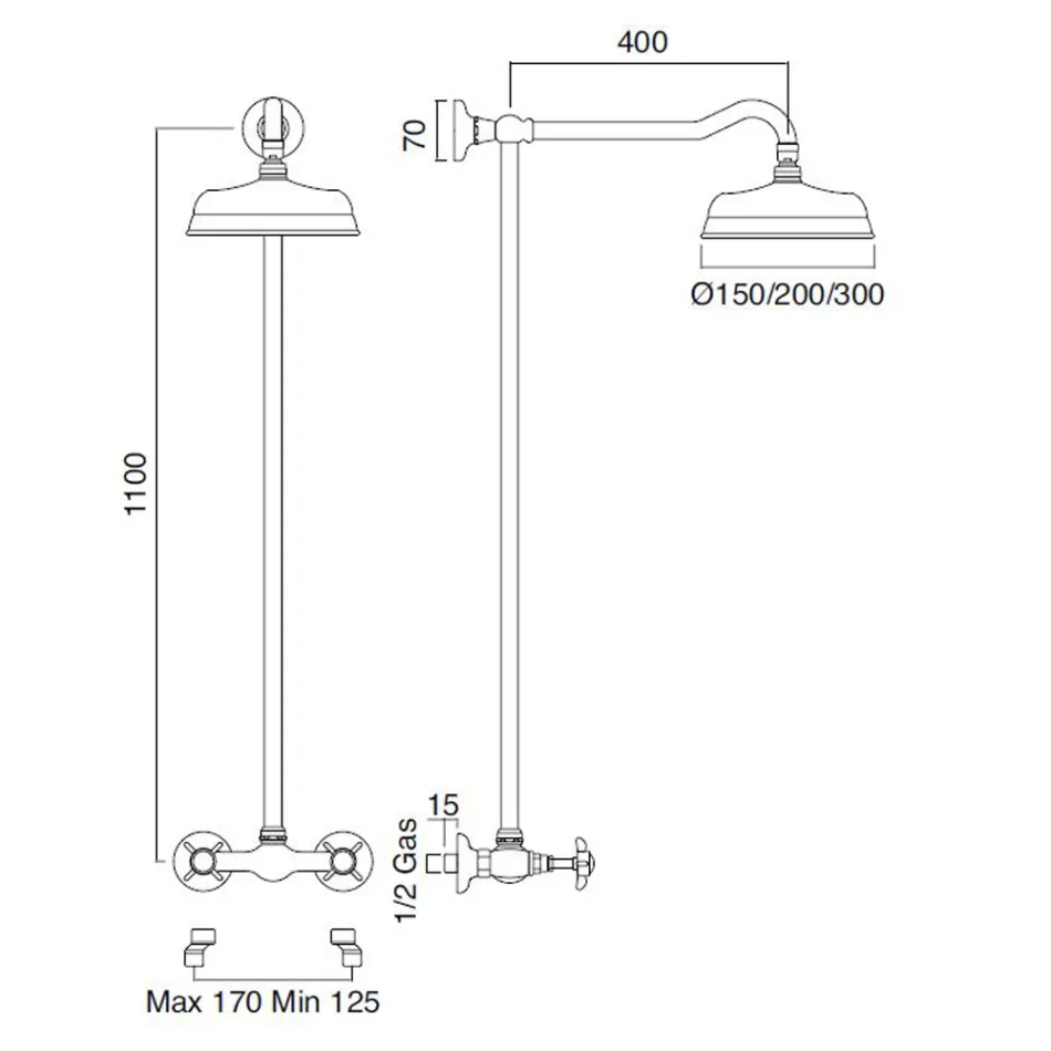 Mosiężna grupa prysznicowa w klasycznym stylu - Miriano Viadurini