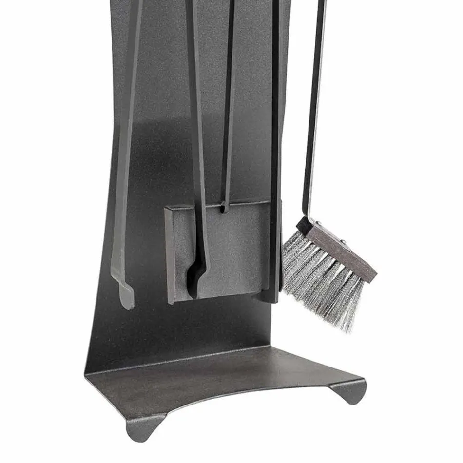 Zestaw 4 stalowych narzędzi kominkowych Made in Italy - Chandler Viadurini