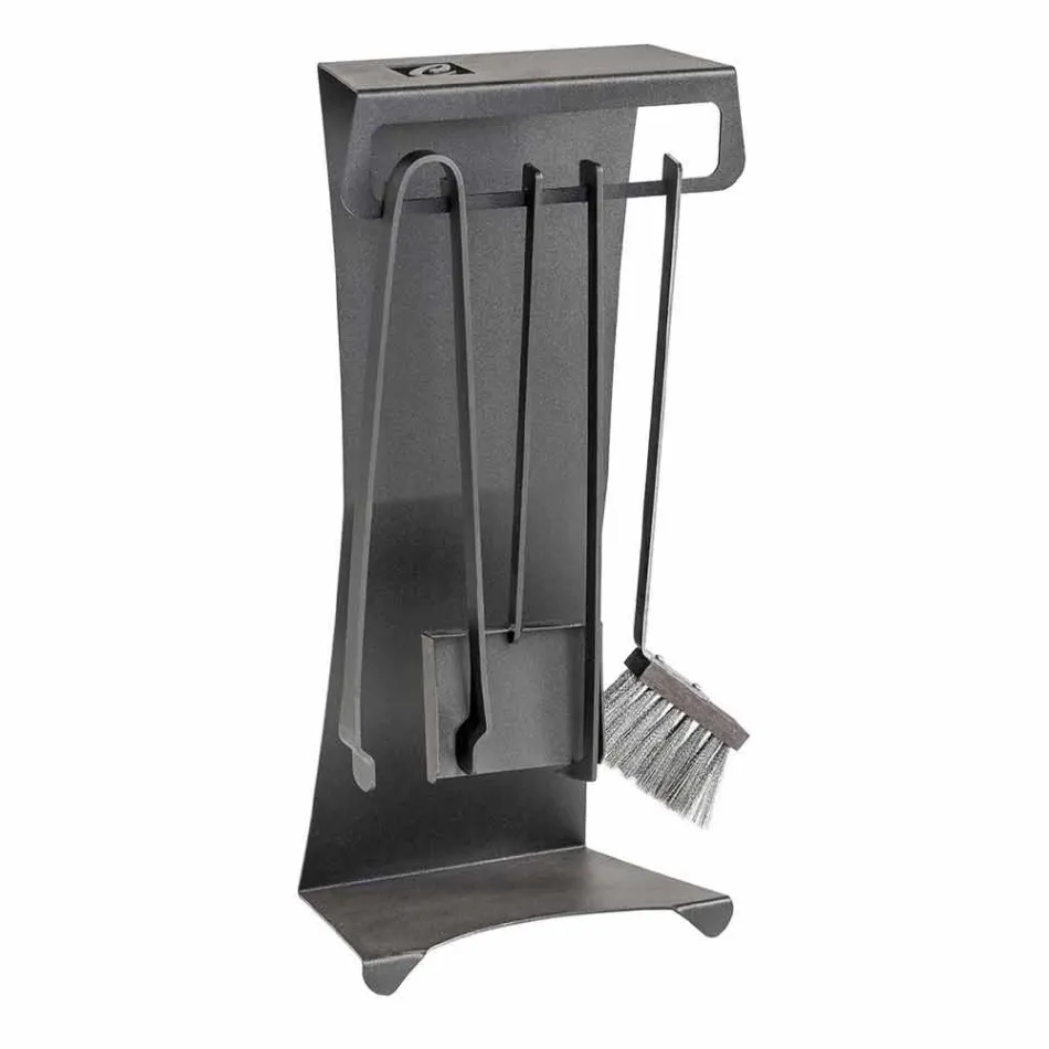 Zestaw 4 stalowych narzędzi kominkowych Made in Italy - Chandler Viadurini