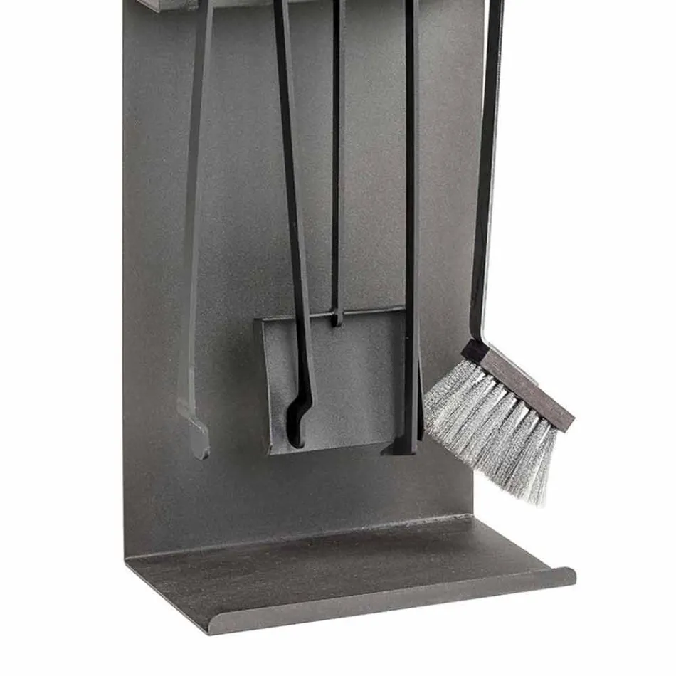 Zestaw 4 narzędzi ze stali czarnej do kominka Made in Italy - Rachel Viadurini