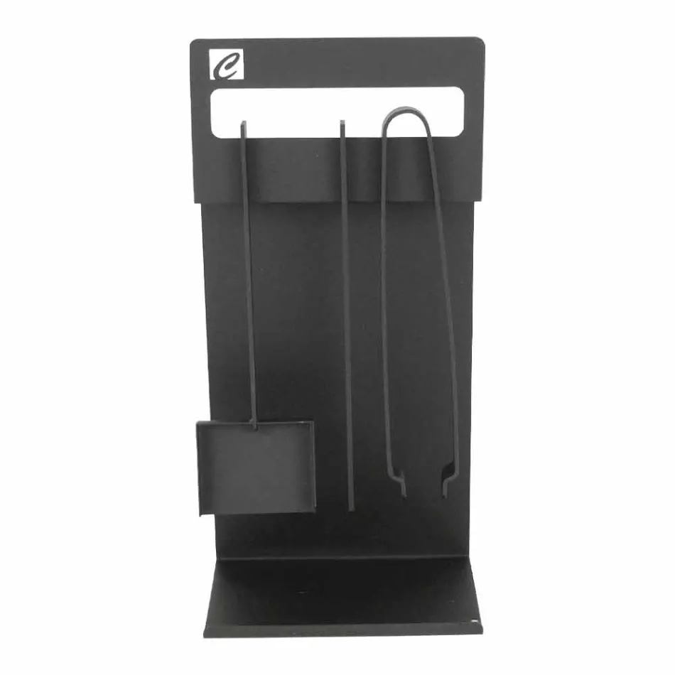 Zestaw narzędzi do projektowania kominka z czarnej stali Made in Italy - Ostro Viadurini