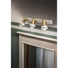 Liniowy Kinkiet 3 Reflektory z Mosiądzu i Ręcznie Robionej Ceramiki - Savona Viadurini