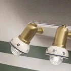 Liniowy Kinkiet 3 Reflektory z Mosiądzu i Ręcznie Robionej Ceramiki - Savona Viadurini