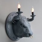 Ceramiczny kinkiet z 2 lampkami w kształcie byka - Marrena Viadurini