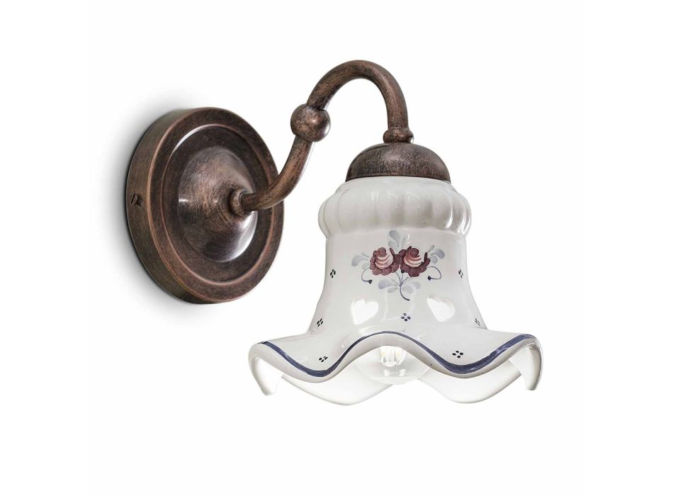 Lampa ścienna ceramiczna Ferroluce Chieti dekorowana ręcznie Viadurini