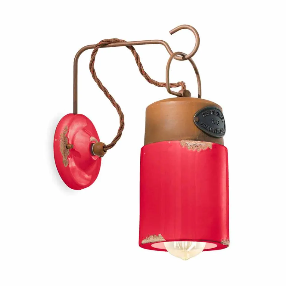 Kinkiet z ceramiki i żelaza rdzy Desiree Ferroluce Viadurini