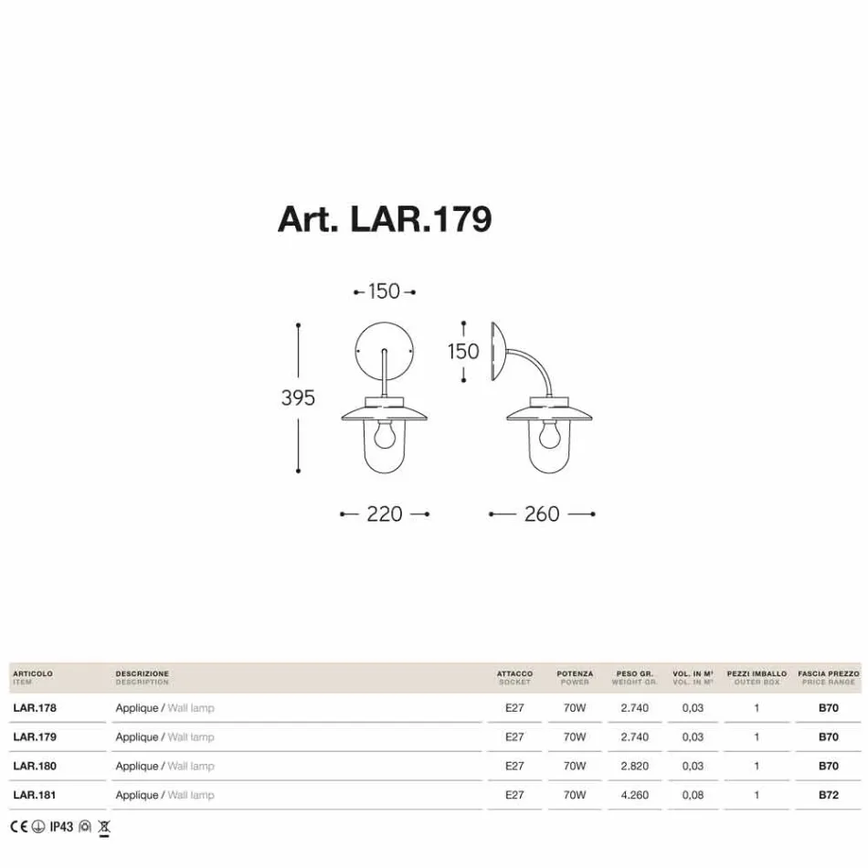 Kinkiet La Traviata miedź, szkło, antyczny mosiądz Viadurini