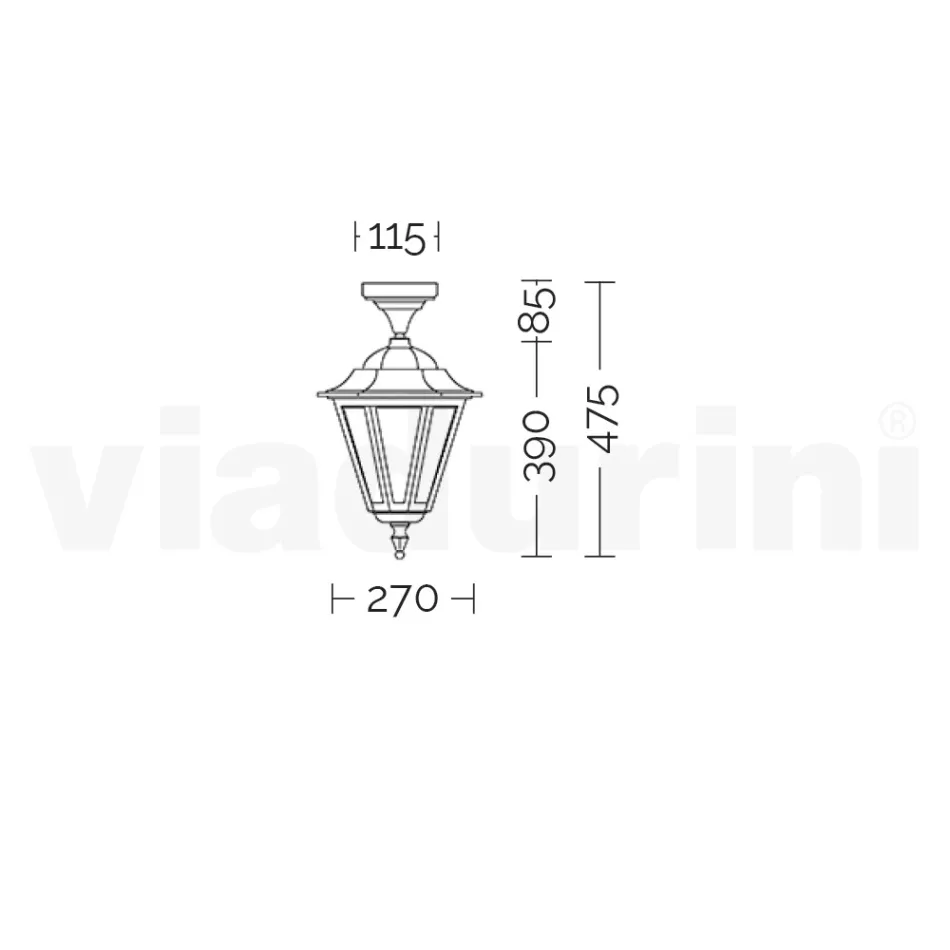 Ogrodowa lampa sufitowa ze szkła i 5 aluminiowych wykończeń - Pinako Viadurini