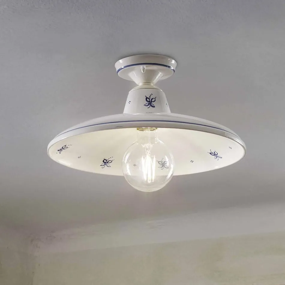 Lampa sufitowa w ceramicznych i zabytkowych ręcznie malowanych dekoracjach - Como Viadurini