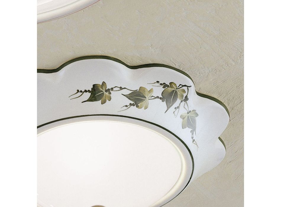 Lampa sufitowa z żelaza i ceramiki oraz ręcznie malowana dekoracja - Capua Viadurini