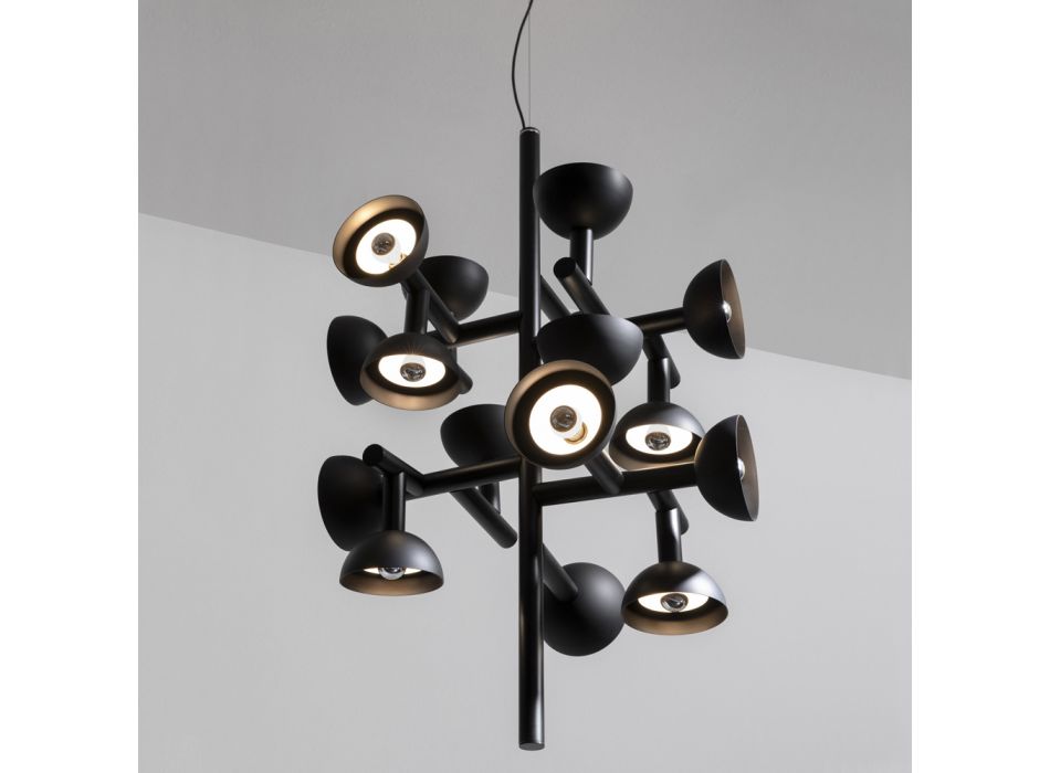 Lampa wisząca 16 świateł Design w kolorze białym lub czarnym - aluminium Celio Viadurini