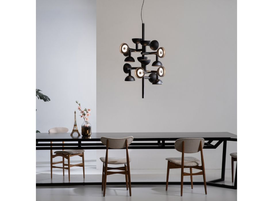 Lampa wisząca 16 świateł Design w kolorze białym lub czarnym - aluminium Celio Viadurini