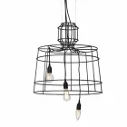 Lampa wisząca 3 światła w kolorze białym lub z naturalnego metalu - rysik Viadurini