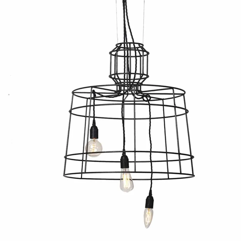 Lampa wisząca 3 światła w kolorze białym lub z naturalnego metalu - rysik Viadurini