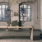 Lampa wisząca 3 światła w kolorze białym lub z naturalnego metalu - rysik Viadurini